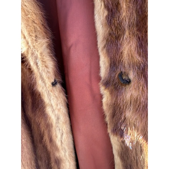 Vintage 1950s Mink Fur Coat Chestnut Lined Unbranded Mob Wife aesthetic FLAWS - Picture 9 of 12